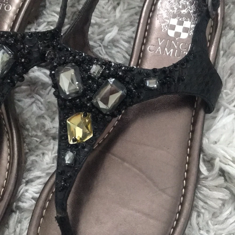 Vince Camuto Black Beaded Sandals Size 6.5